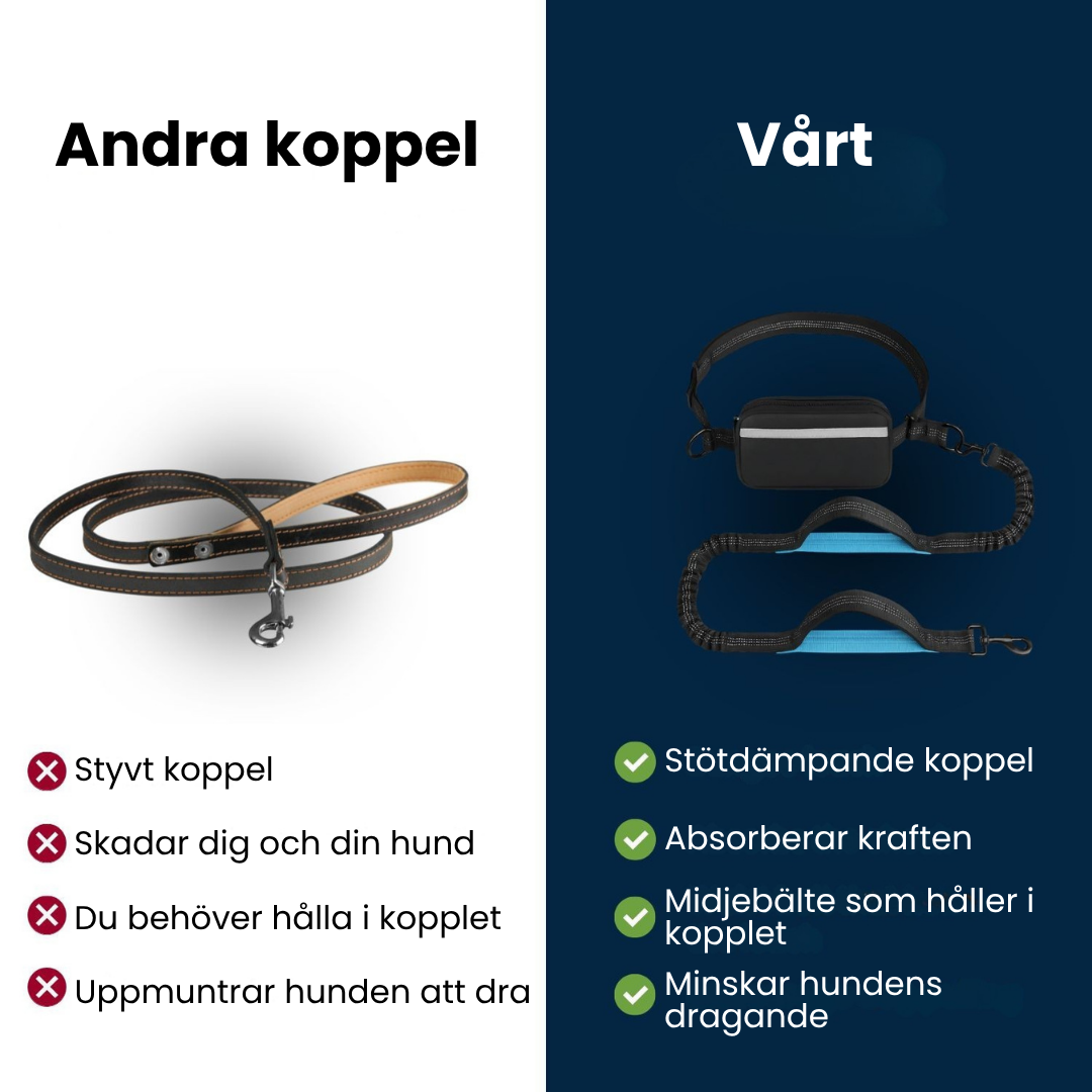 Handfritt midjekoppel - För hundar som drar
