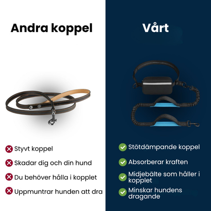 Handfritt midjekoppel - För hundar som drar